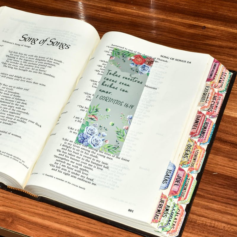 Cualfec Spanish Catholic Bible Index Tabs New & Old Testament Tabs Matte Laminated Floral Design, Bible Journaling Supplies - 122 Pcs (Fresh) - Image 5